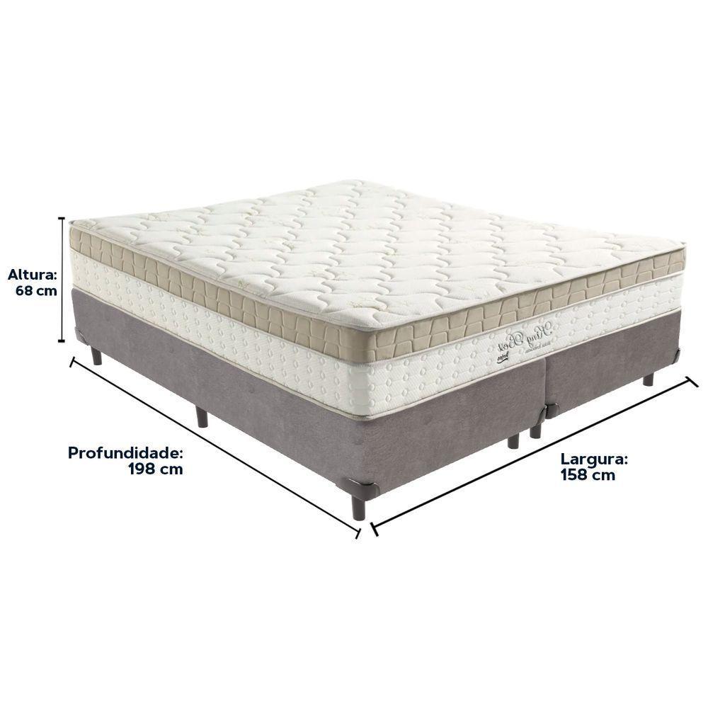 Cama Box Cinza E Colchão King Best Molas Ensacadas Queen 158x198x33 Anjos - 3