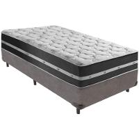 Cama Box Cinza E Colchão Classic Preto Molas Ensacadas Solteiro Anjos - 1