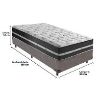Cama Box Cinza E Colchão Classic Preto Molas Ensacadas Solteiro Anjos - 2