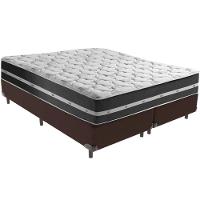 Cama Box Marrom E Colchão Classic Preto Molas Ensacadas Queen Anjos - 1