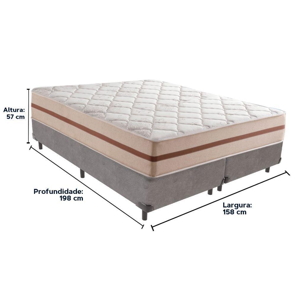 Cama Box Cinza E Colchão Classic 22 Cm Molas Ensacadas Queen Anjos - 3