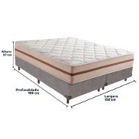 Cama Box Cinza E Colchão Classic 22 Cm Molas Ensacadas Queen Anjos - 3