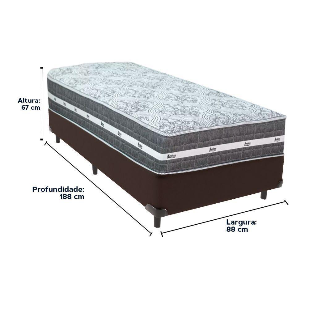 Cama Box Marrom E Colchão Black Graphite Molas Ensacadas Solteiro 88x188x32 Anjos - 3