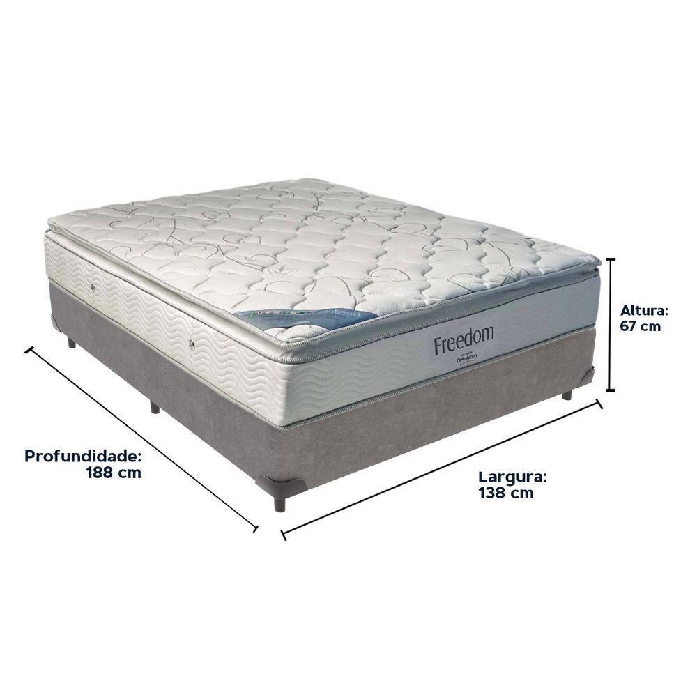 Cama Box Cinza E Colchão Freedom Molas Ensacadas Casal Ortobom - 3
