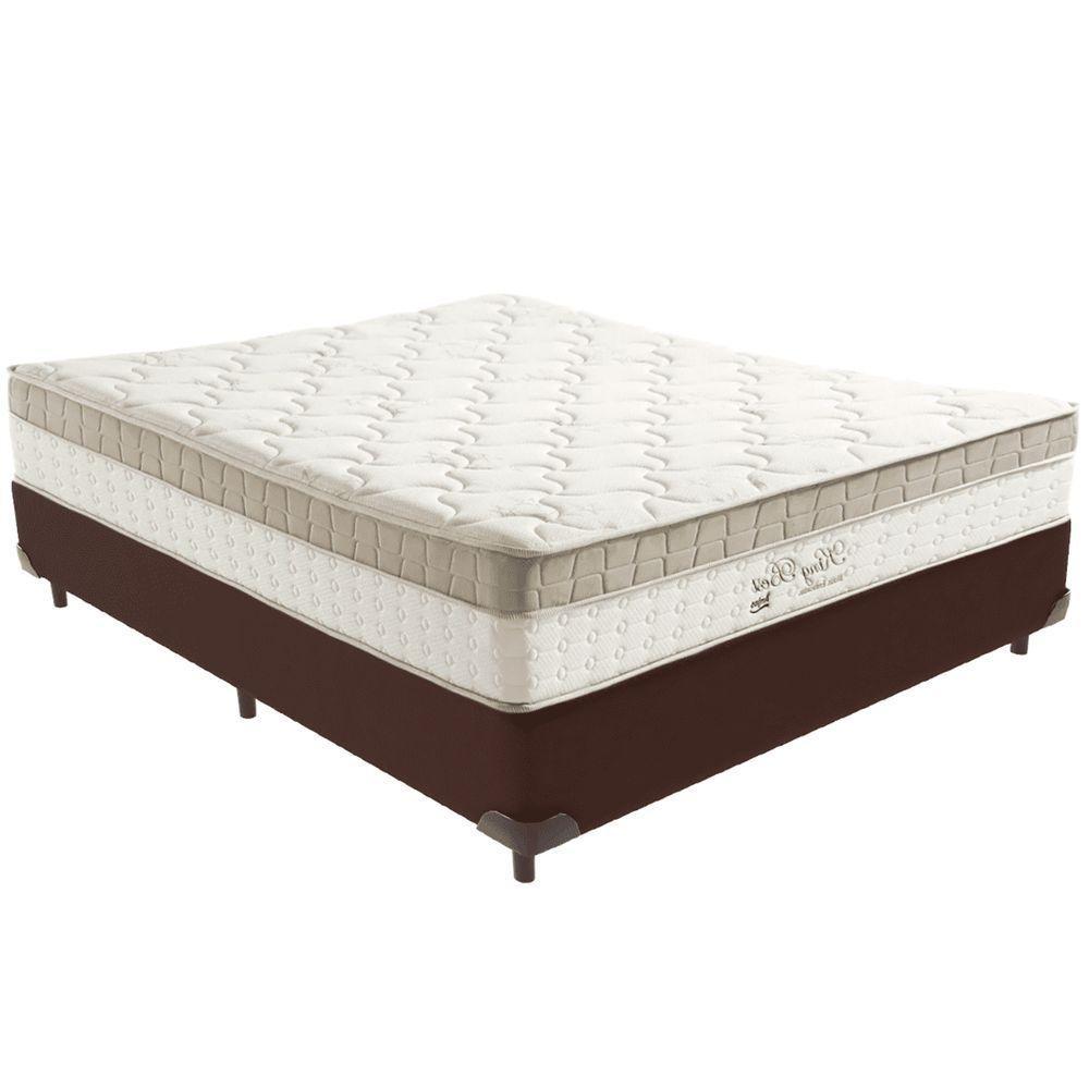 Cama Box Marrom E Colchão King Best Molas Ensacadas Casal 138x188x33 Anjos - 1