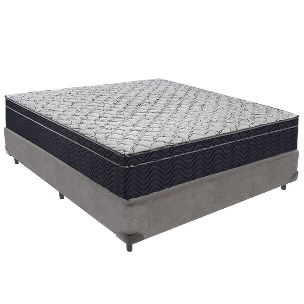 Cama Box Cinza E Colchão Airtech 150 Espuma D45 Casal Ortobom - 1