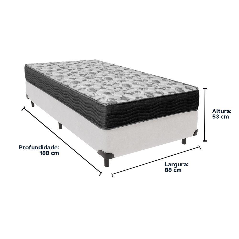Cama Box Branco E Colchão Iso100 Espuma D33 Solteiro Ortobom - 3