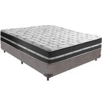 Cama Box Cinza E Colchão Classic Preto Molas Ensacadas Casal Anjos - 1