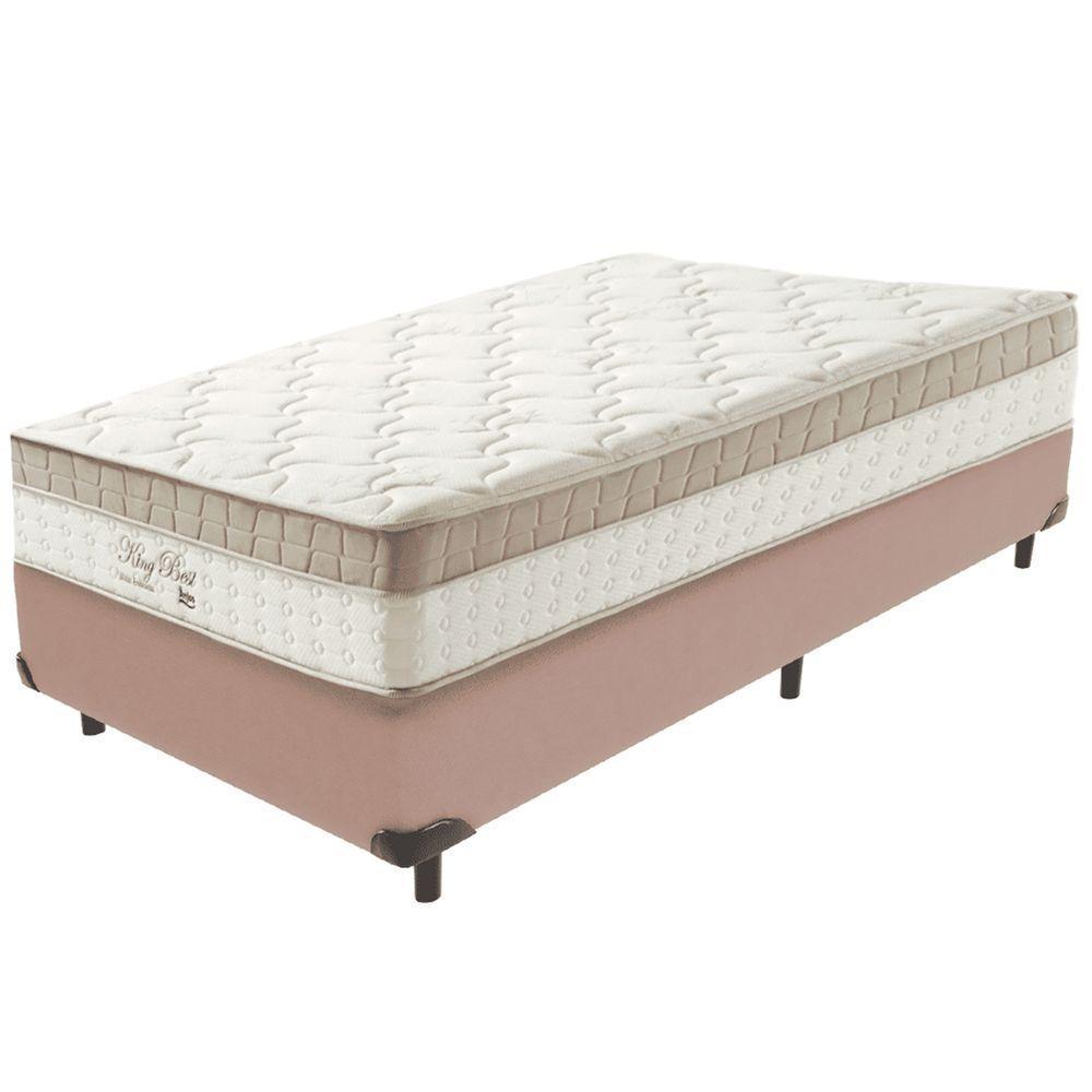 Cama Box Bege E Colchão King Best Molas Ensacadas Solteiro 88x188x33 Anjos - 5