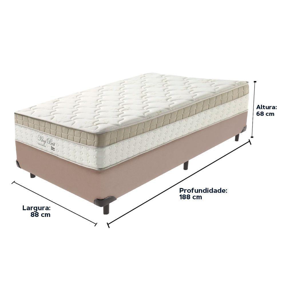 Cama Box Bege E Colchão King Best Molas Ensacadas Solteiro 88x188x33 Anjos - 6