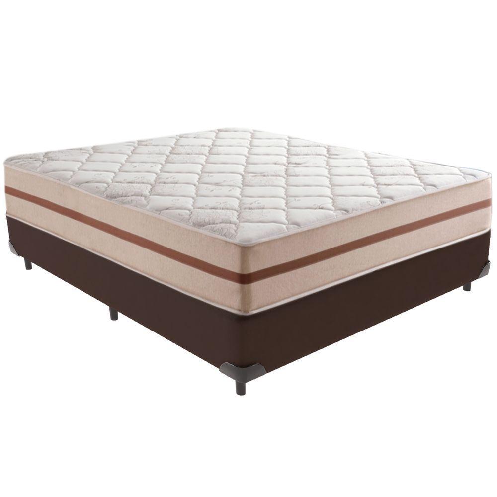 Cama Box Marrom E Colchão Classic 22 Cm Molas Ensacadas Casal Anjos - 1