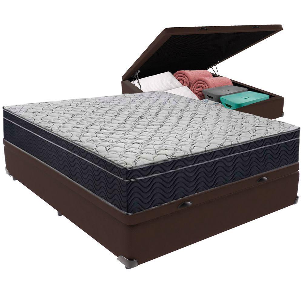 Cama Box Baú Marrom E Colchão Airtech 150 Espuma D45 Casal Ortobom - 5