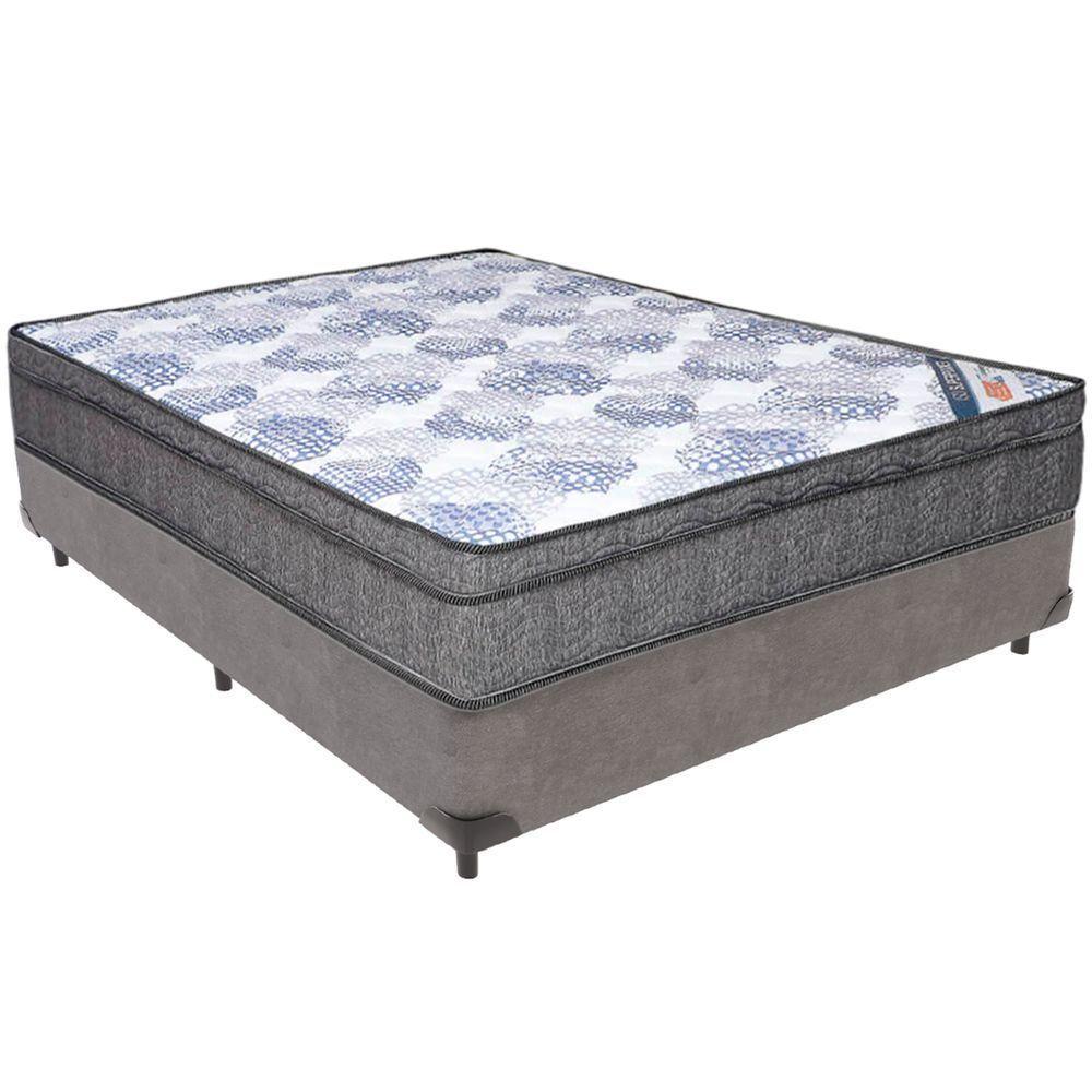 Cama Box Cinza E Colchão Iso Superpocket Molas Ensacadas Casal Ortobom - 1