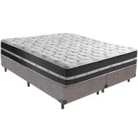 Cama Box Cinza E Colchão Classic Preto Molas Ensacadas King Anjos - 1