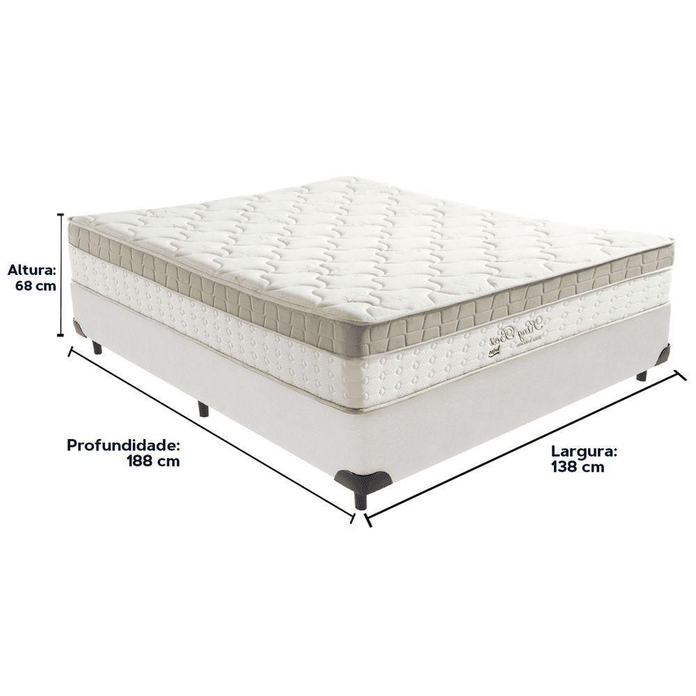 Cama Box Branco E Colchão King Best Bege Molas Ensacadas Casal Anjos - 3