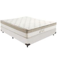 Cama Box Branco E Colchão King Best Bege Molas Ensacadas Casal Anjos - 1