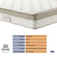 Cama Box Branco E Colchão King Best Bege Molas Ensacadas Casal Anjos - 2