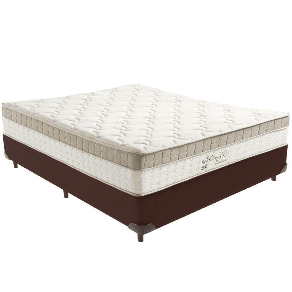 Cama Box Marrom E Colchão King Best Bege Molas Ensacadas Casal Anjos - 1