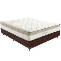 Cama Box Marrom E Colchão King Best Bege Molas Ensacadas Casal Anjos - 1