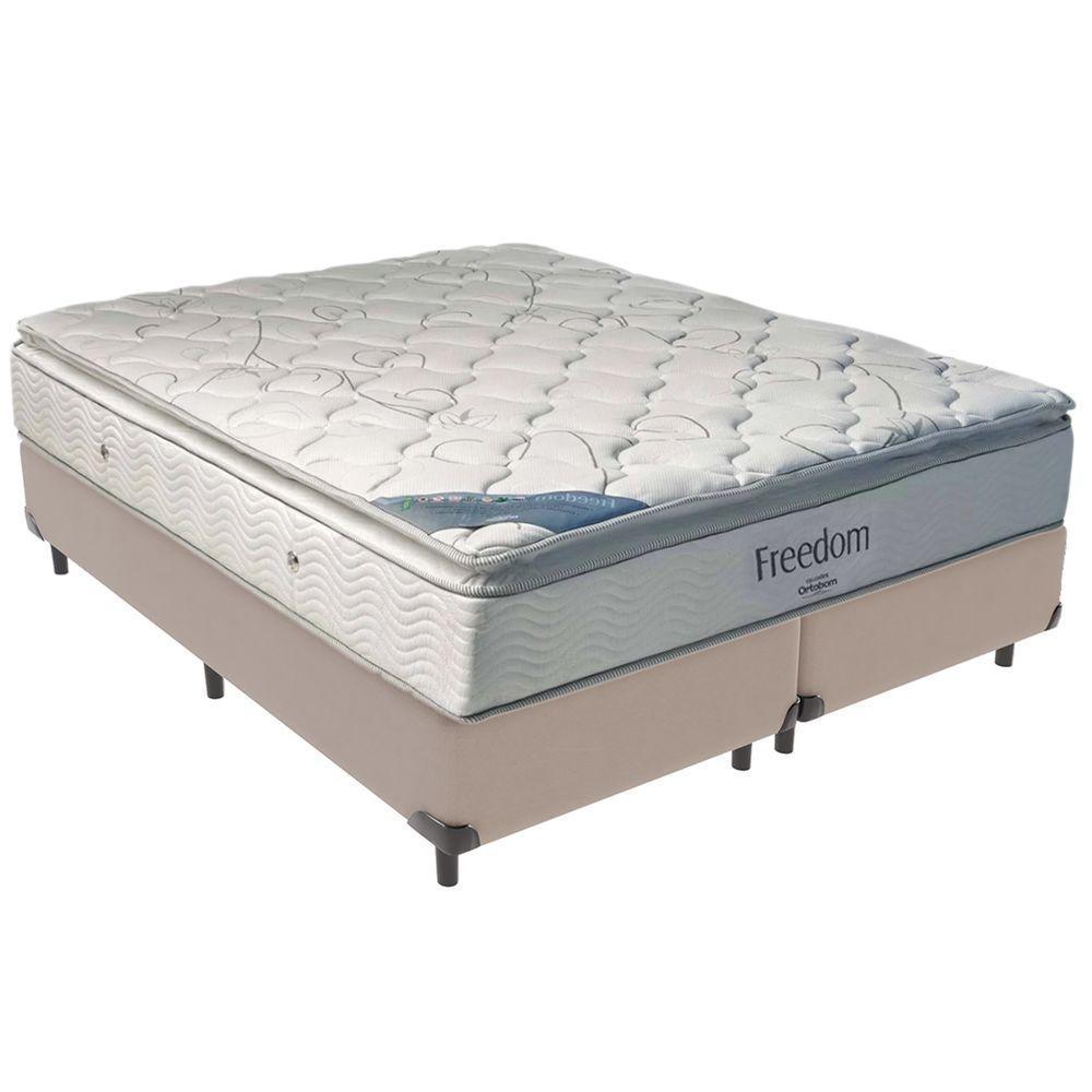 Cama Box Bege E Colchão Freedom Molas Ensacadas Queen Ortobom - 6