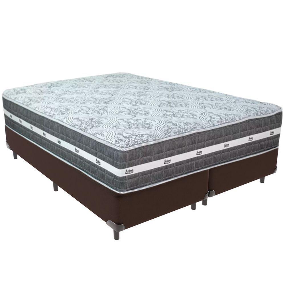 Cama Box Marrom E Colchão Black Graphite Molas Ensacadas King 193x203x32 Anjos - 1