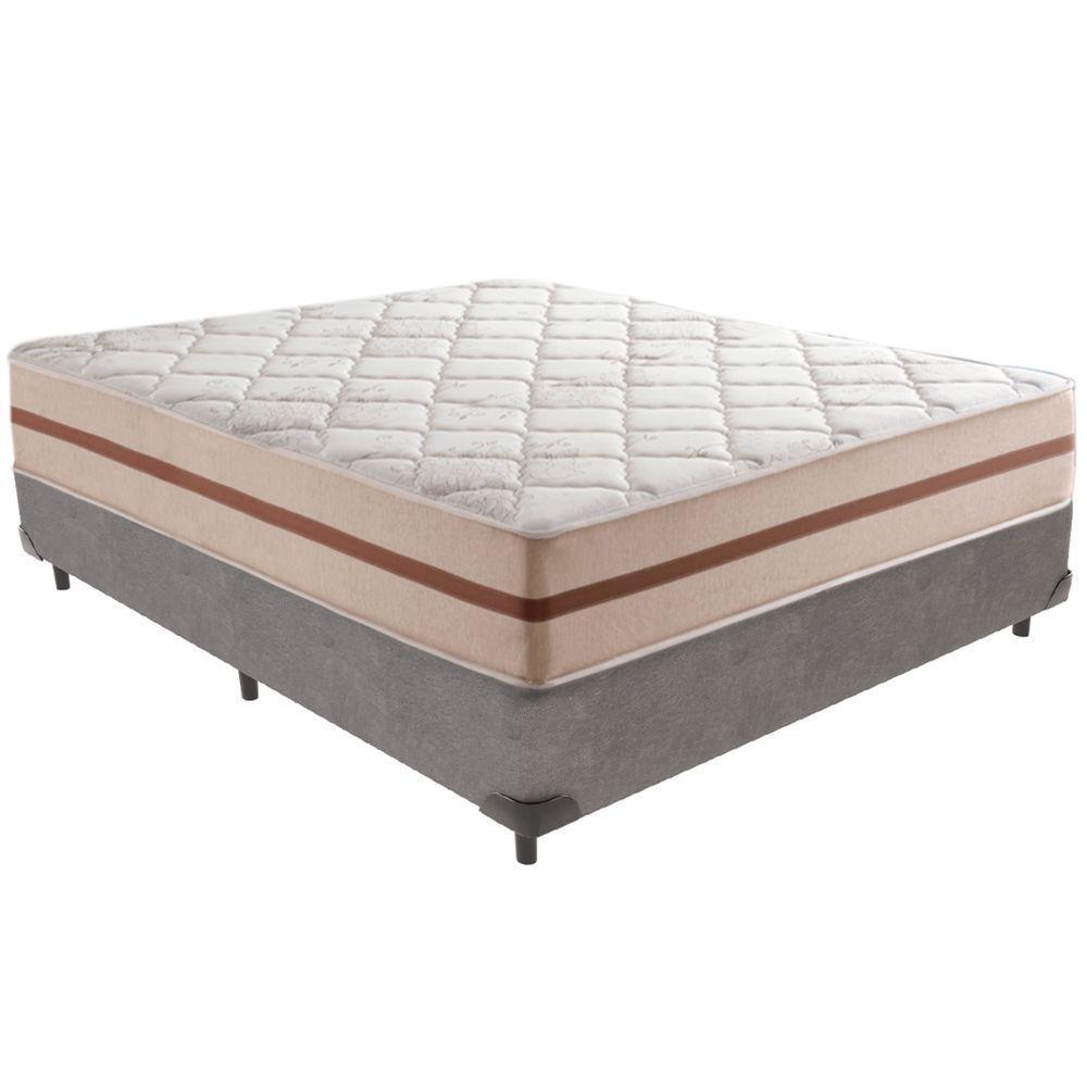 Cama Box Cinza E Colchão Classic 26 Cm Molas Ensacadas Casal Anjos - 1