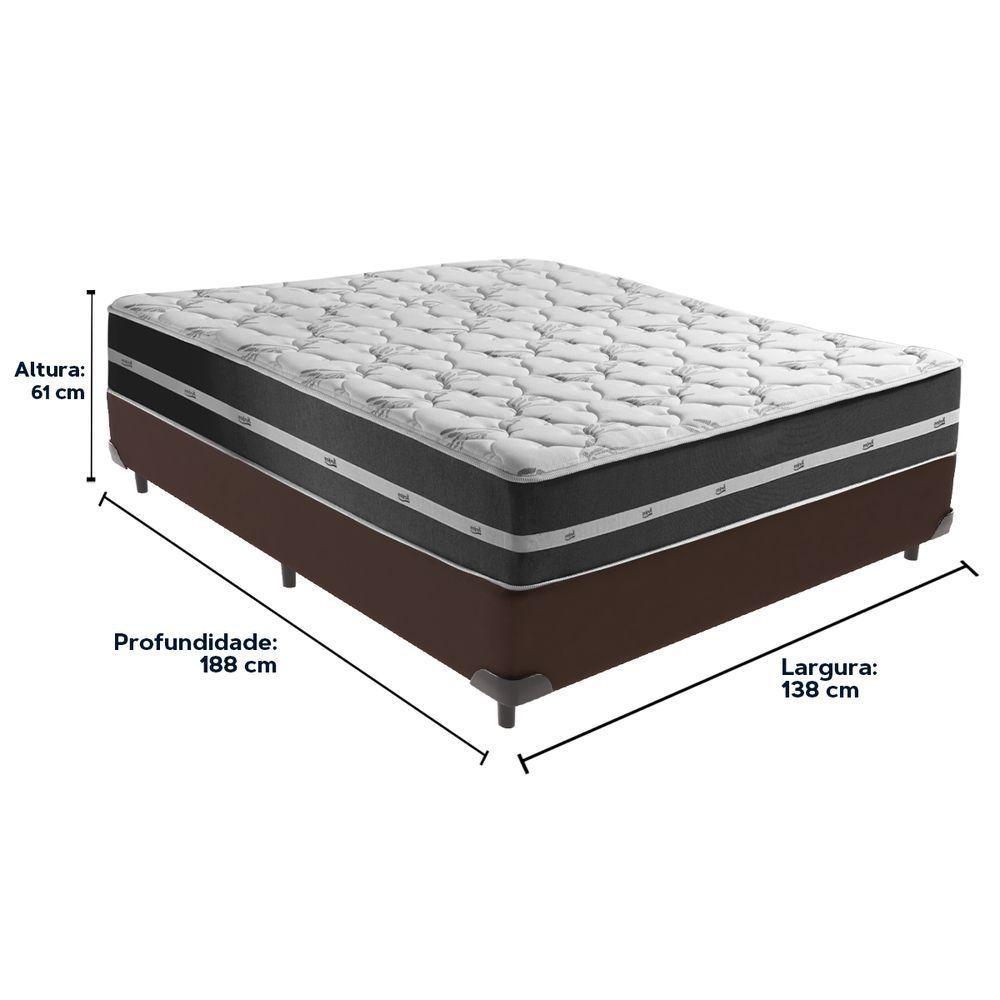 Cama Box Marrom E Colchão Classic Preto Molas Ensacadas Casal Anjos - 3