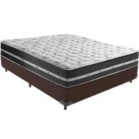 Cama Box Marrom E Colchão Classic Preto Molas Ensacadas Casal Anjos - 1