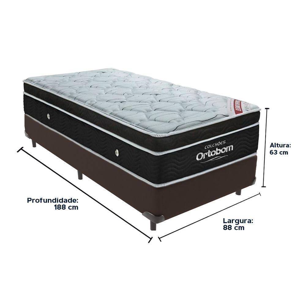 Cama Box Marrom E Colchão Elegant Molas Ensacadas Solteiro Ortobom - 3