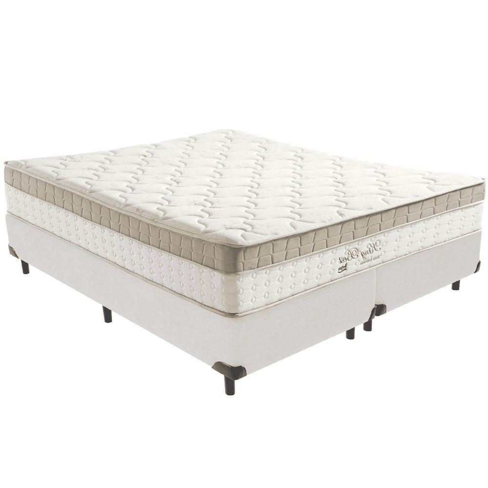 Cama Box Branco E Colchão King Best Molas Ensacadas Queen 158x198x33 Anjos - 1