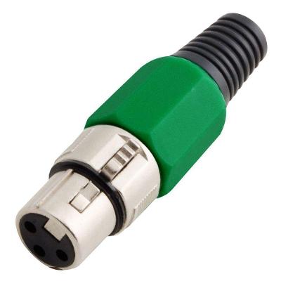 Conector Cannon De Microfone Femea Profissional Verde