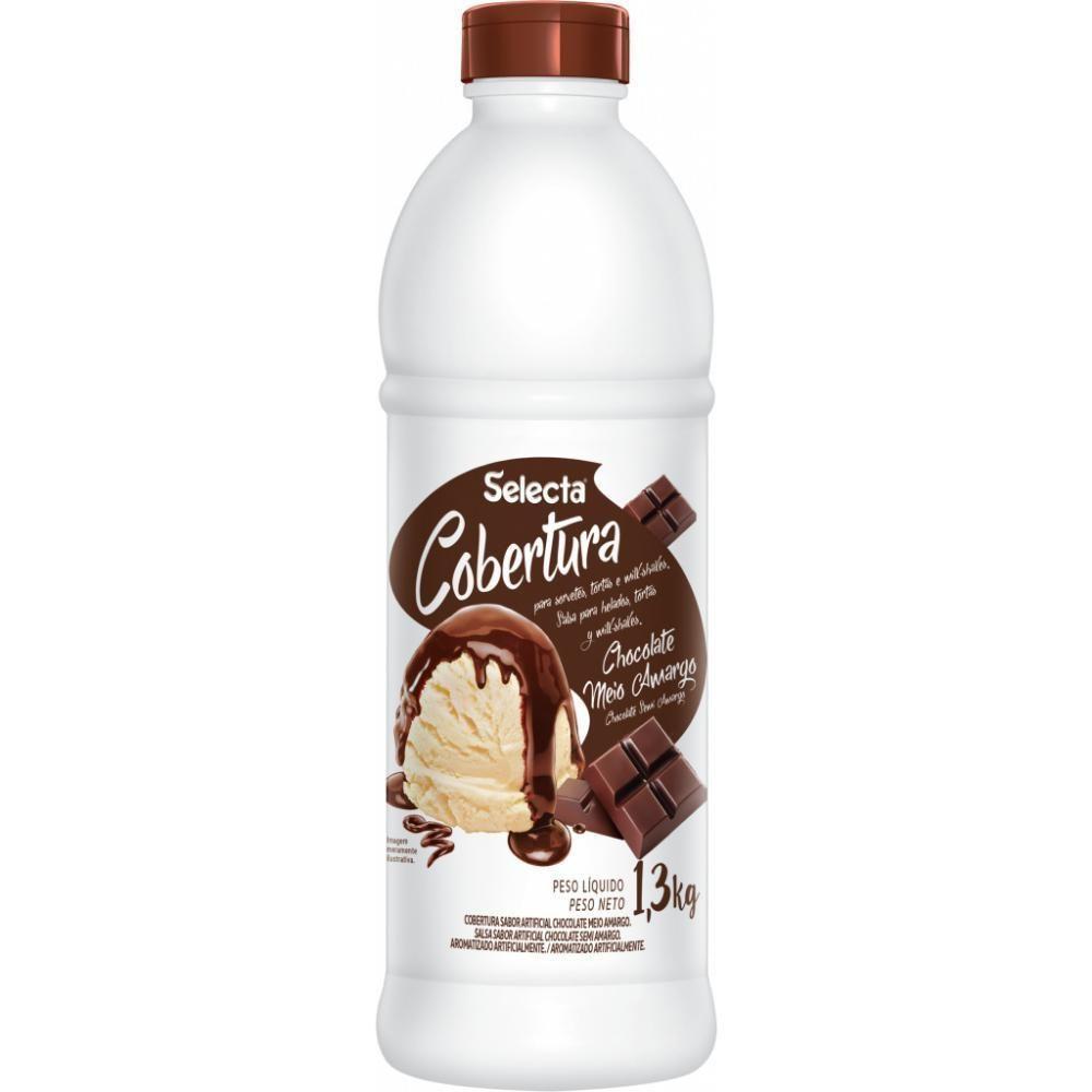 Cobertura Concentrado De Sorvete E Sobremesas Selecta 1,3kg - Chocolate Meio Amargo - 1