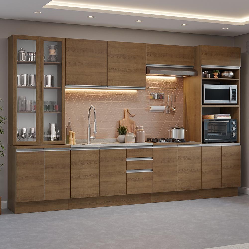 Armário De Cozinha Completa 340cm Rustic Glamy Madesa 01 Rustic - 1