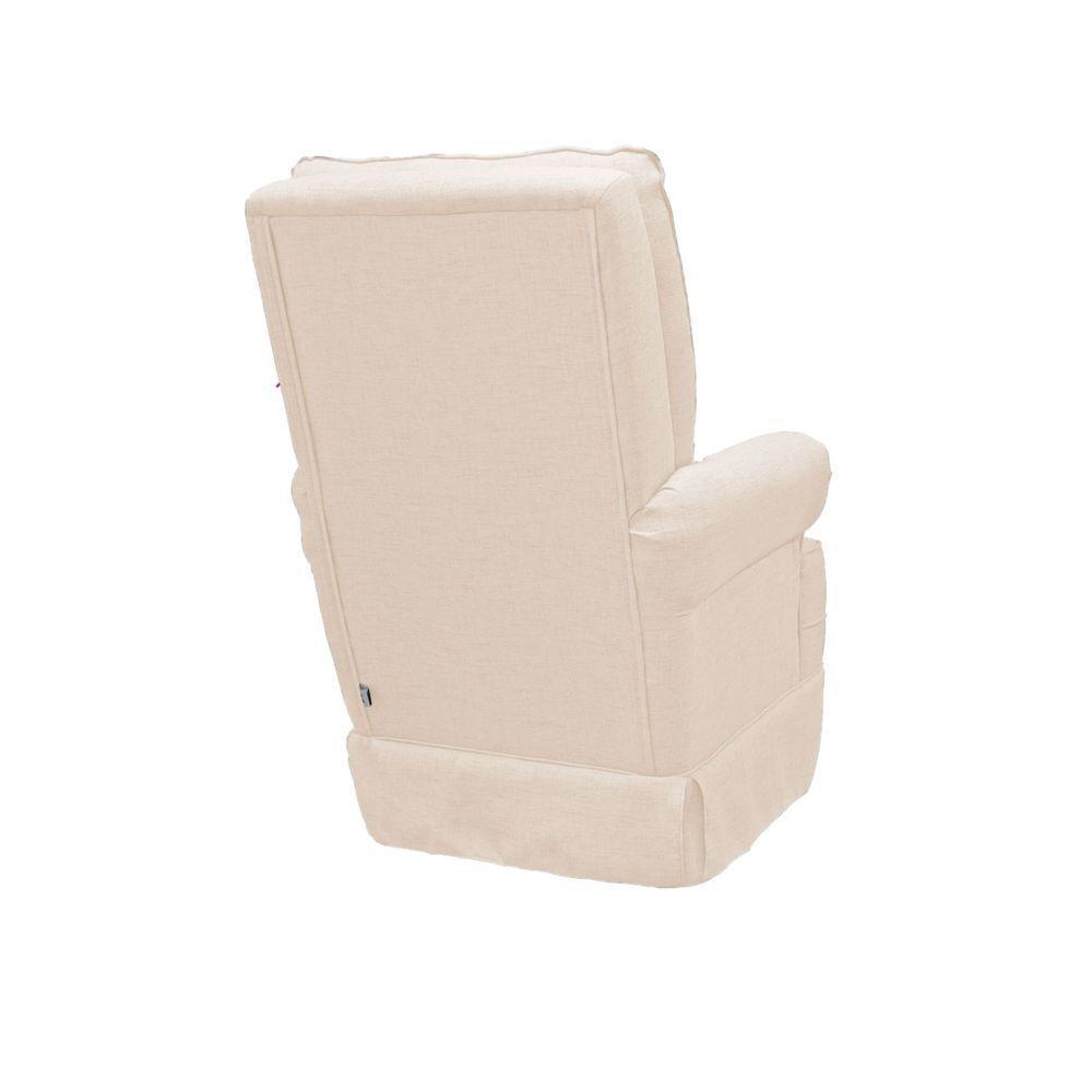 Poltrona De Amamentação Balanço Ellen Com Puff Linho Bege - 2