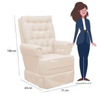 Poltrona De Amamentação Balanço Ellen Com Puff Linho Bege