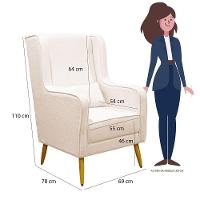 Poltrona De Amamentação Pé Palito Eduarda Com Puff Veludo Bege - 3