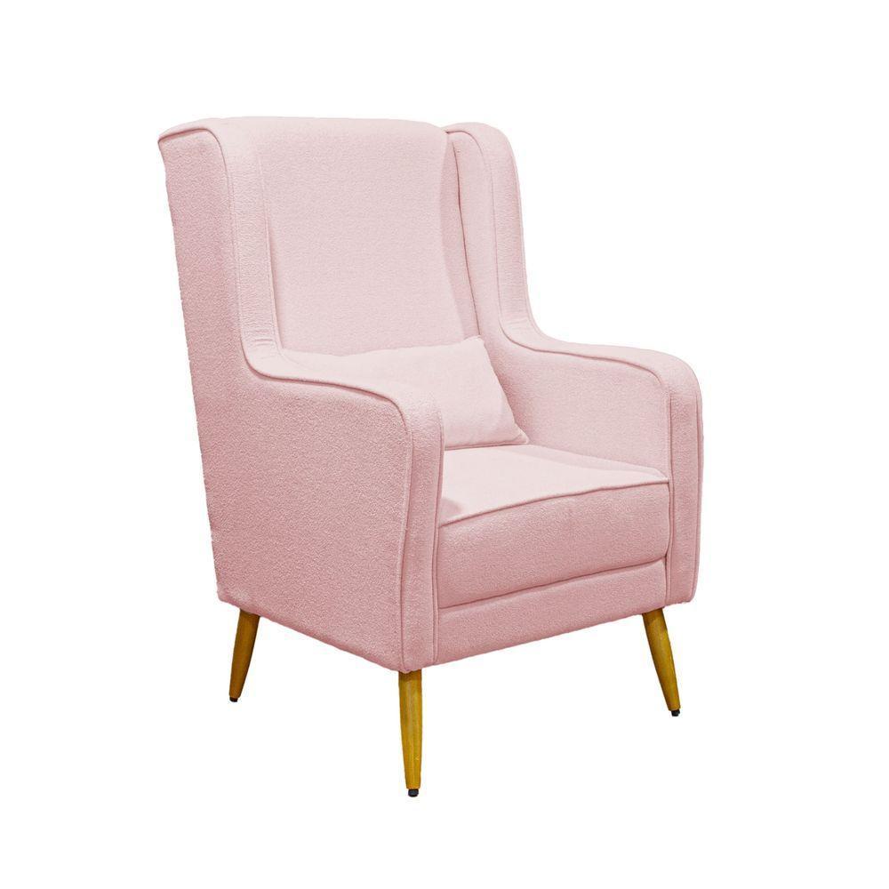 Poltrona De Amamentação Pé Palito Eduarda Com Puff Veludo Velvet Rose - 1