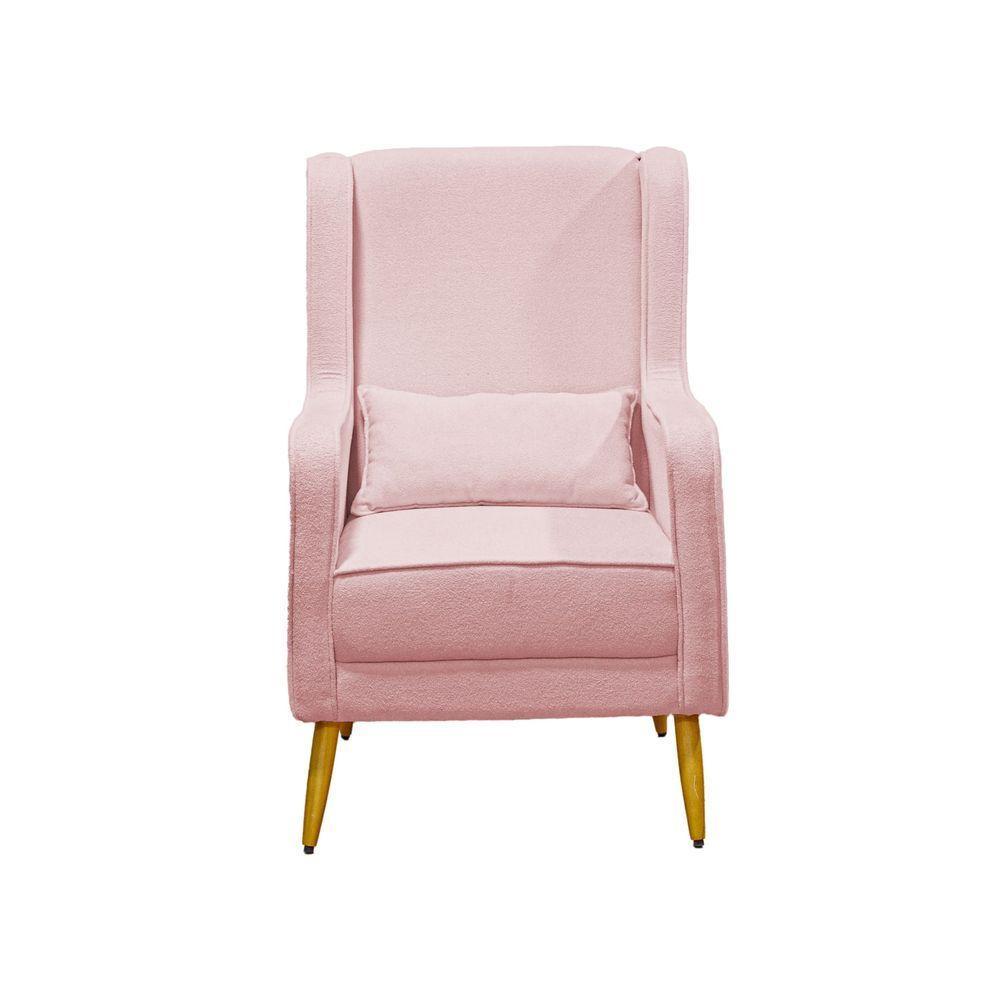 Poltrona De Amamentação Pé Palito Eduarda Com Puff Veludo Velvet Rose - 4