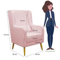 Poltrona De Amamentação Pé Palito Eduarda Com Puff Veludo Velvet Rose - 3