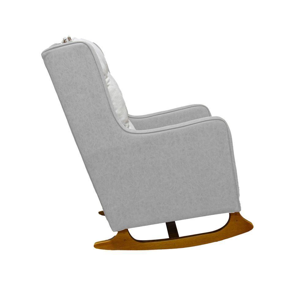 Poltrona De Amamentação Balanço Diana Com Puff Linho Cinza - 5