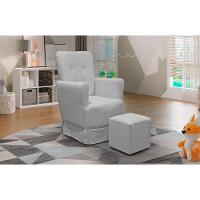 Poltrona De Amamentação Balanço Lis Com Puff Linho Cinza - 2