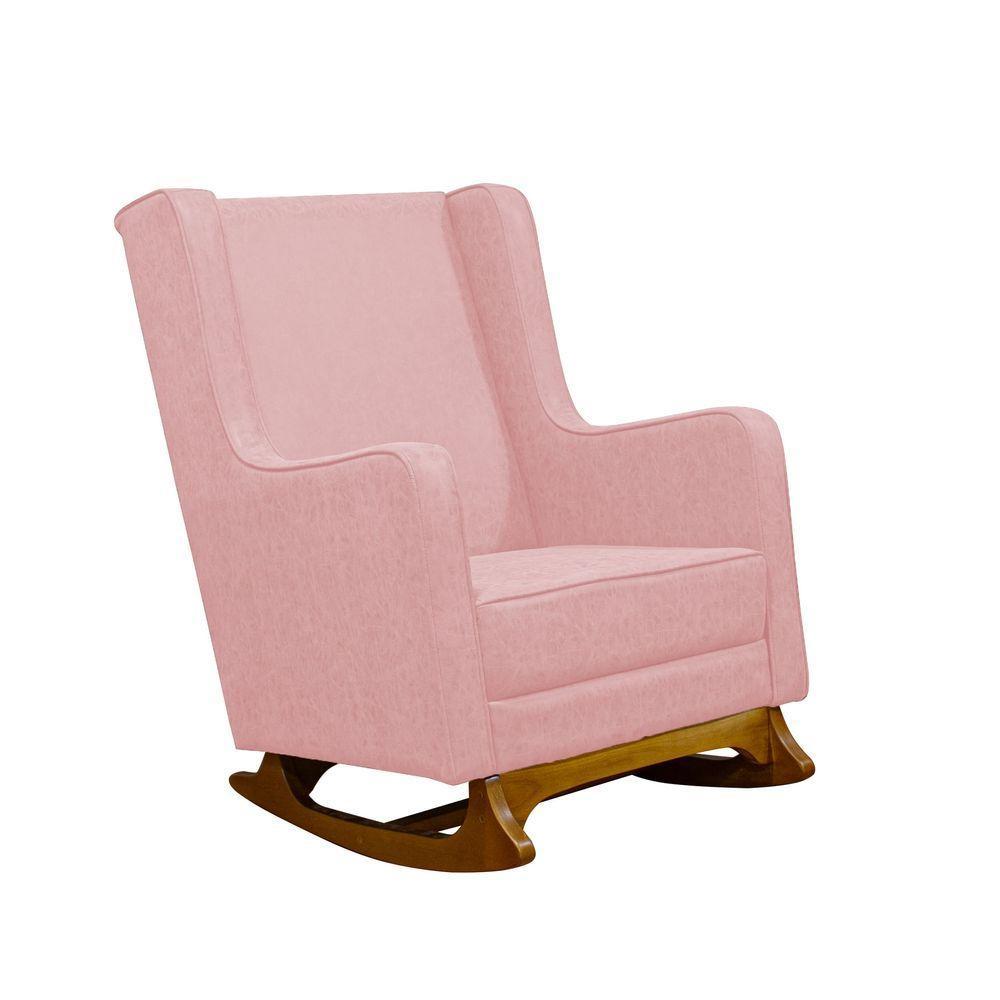 Poltrona De Amamentação Balanço Diana Com Puff Linho Rose - 1