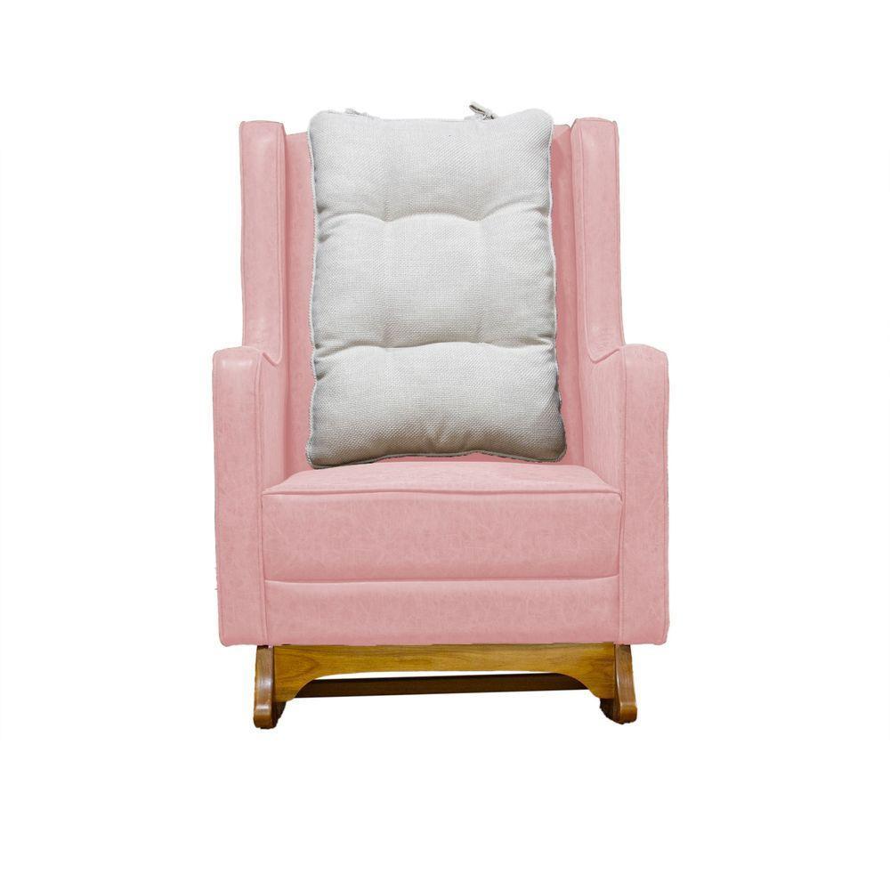 Poltrona De Amamentação Balanço Diana Com Puff Linho Rose - 4