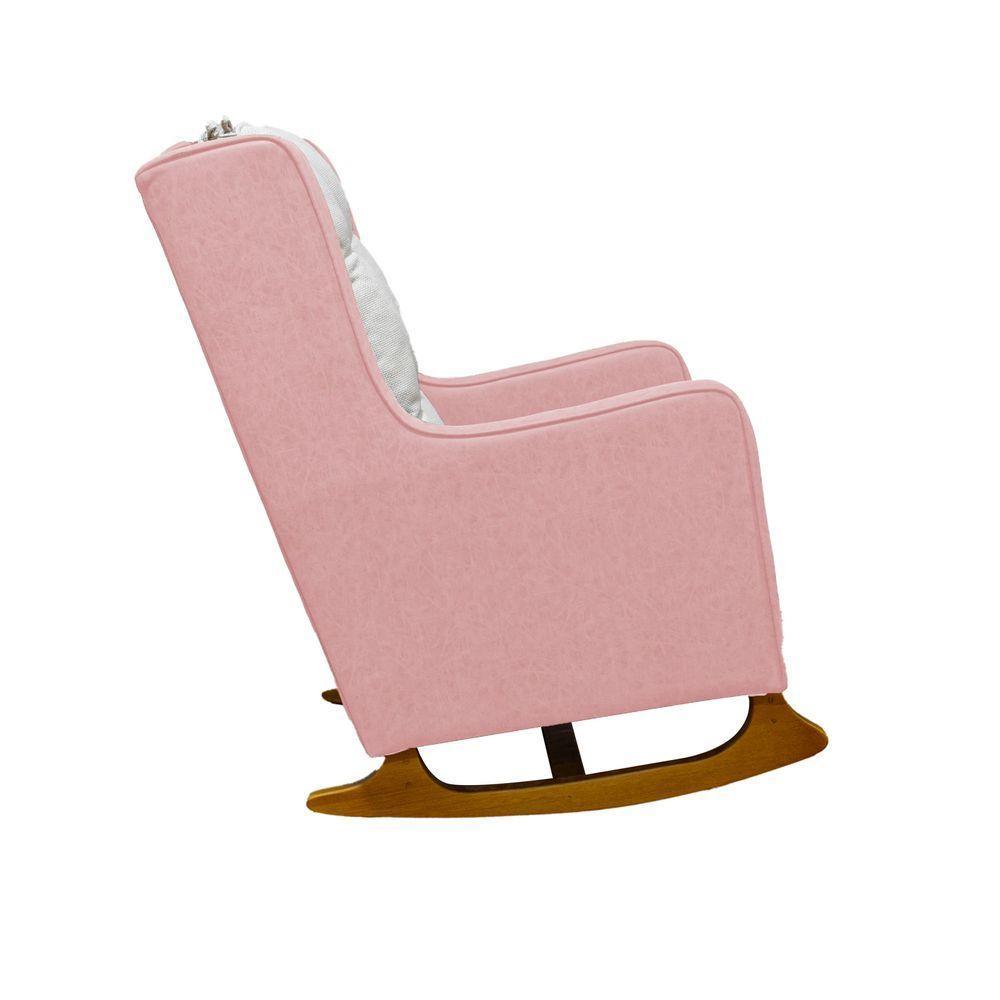 Poltrona De Amamentação Balanço Diana Com Puff Linho Rose - 5