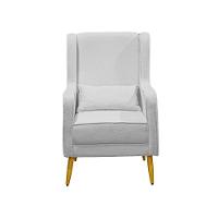 Poltrona De Amamentação Pé Palito Eduarda Com Puff Veludo Cinza