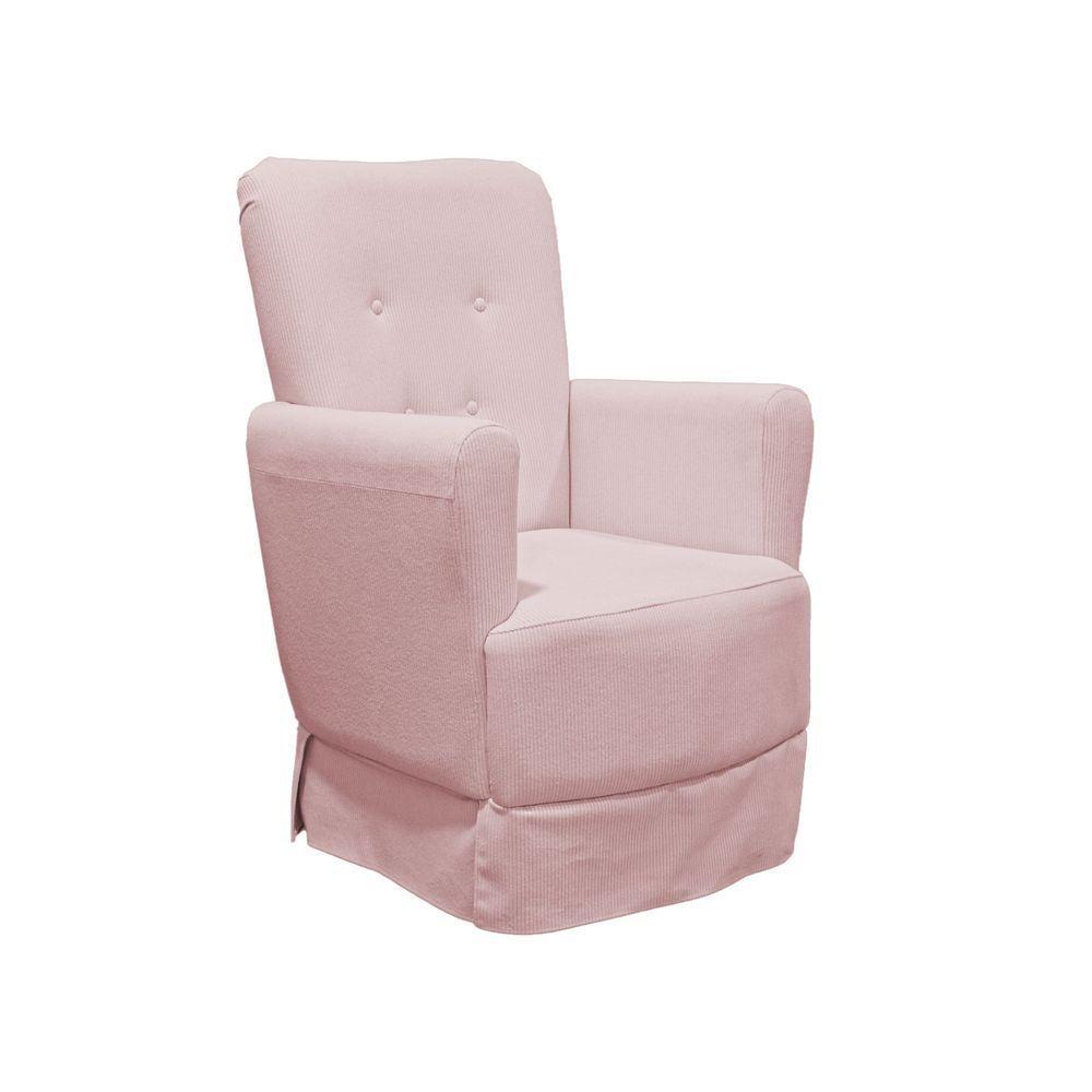 Poltrona De Amamentação Balanço Lis Com Puff Linho Rose - 1