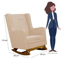 Poltrona De Amamentação Balanço Diana Com Puff Veludo Bege - 3
