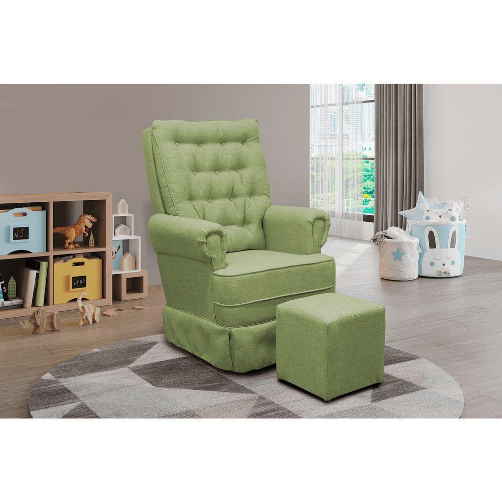 Poltrona De Amamentação Balanço Ellen Com Puff Boucle Verde - 2