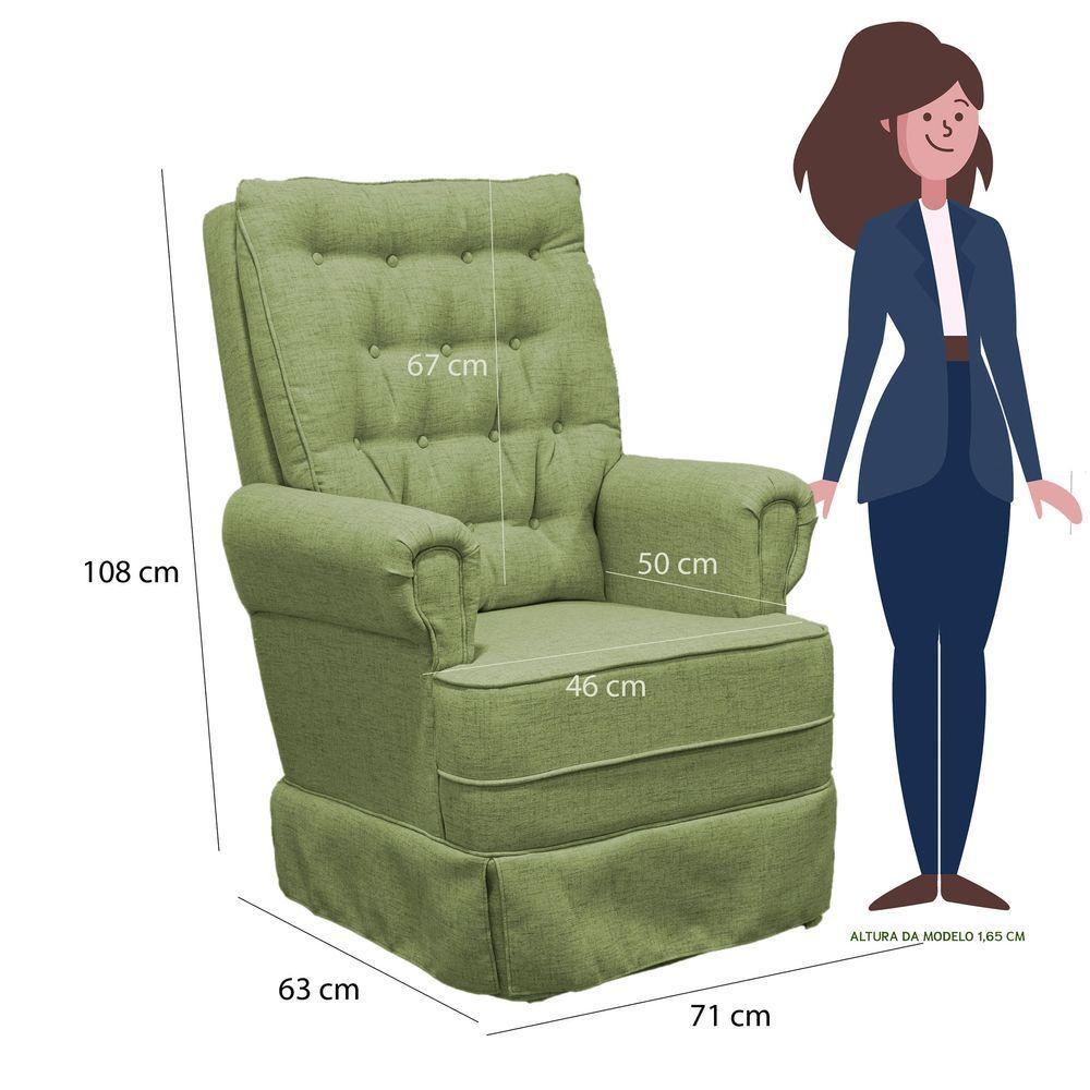 Poltrona De Amamentação Balanço Ellen Com Puff Boucle Verde - 3