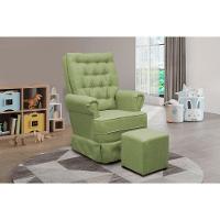 Poltrona De Amamentação Balanço Ellen Com Puff Boucle Verde - 2